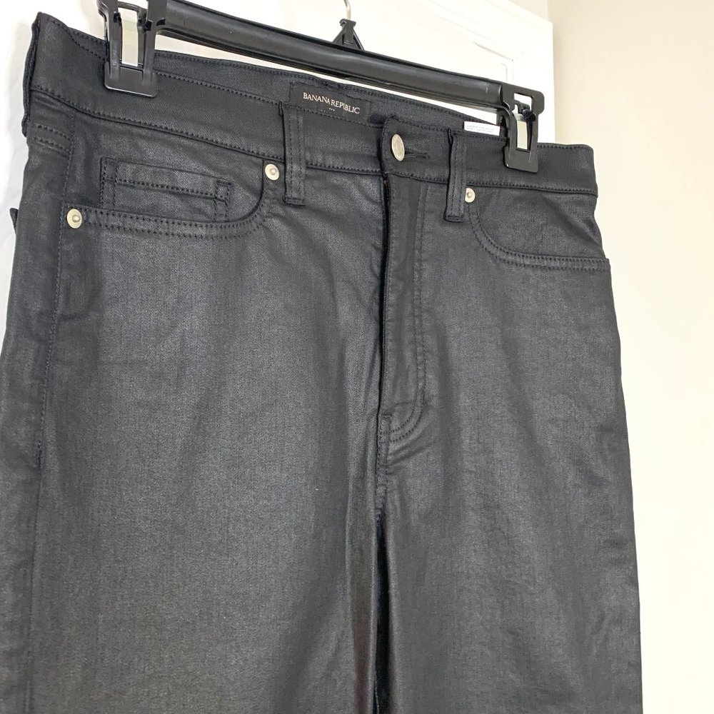 Banana Republic Ultra High-Rise Slim Coated Black Denim | Size 8/29 Regular